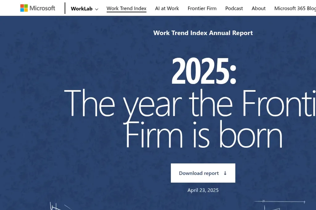 Öffentliche Microsoft-WorkLab-Seite: Work Trend Index 2025, The year the Frontier Firm is born