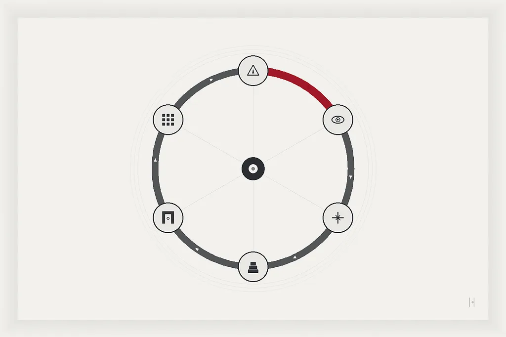 Circular incentive diagram from catastrophic warning to perceived frontier capability, strategic importance, capital and state attention, higher barriers, greater capability, and back to warning; one signal-red link from warning to perceived capability.