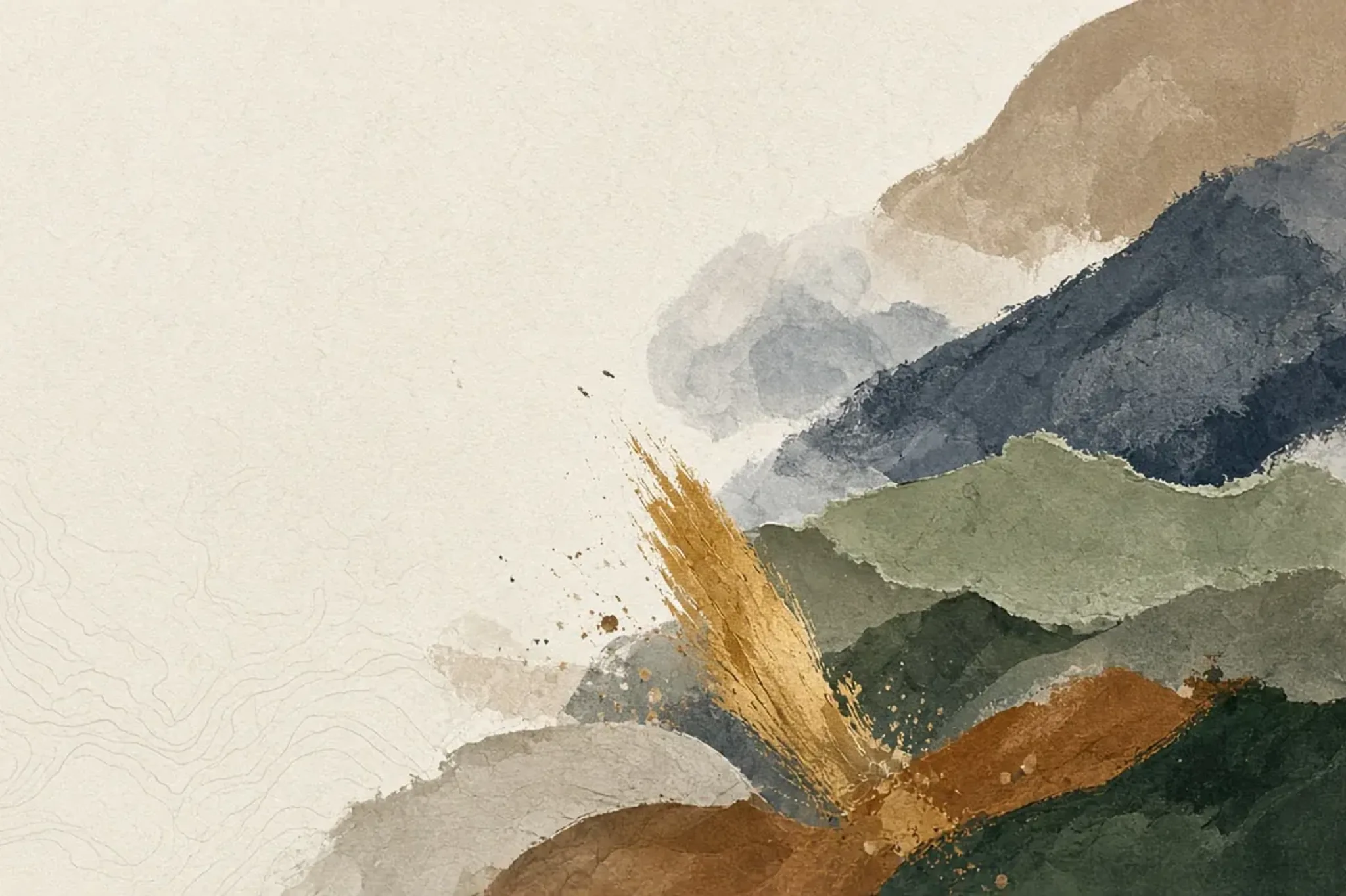 Abstract terrain and a gold mark — shared infrastructure under stress